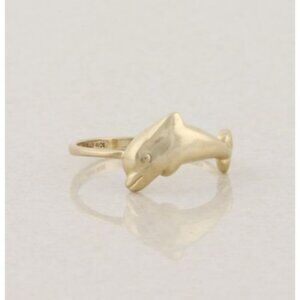 10k Yellow Gold Dolphin Ring Size 8 1/4